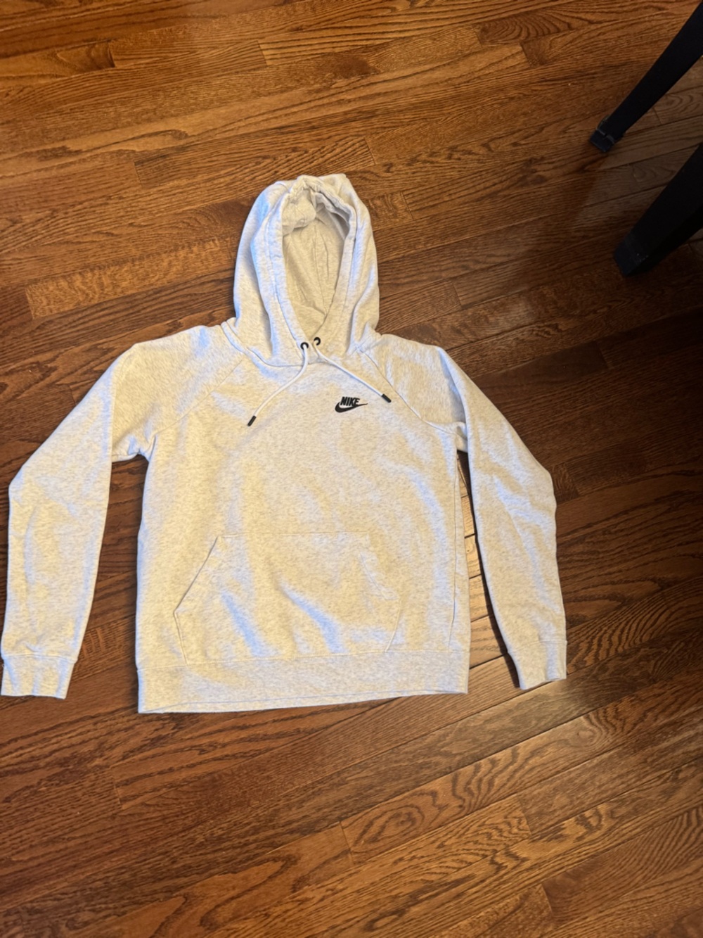 Nike White Heather Pullover Hoodie with Black Logo
